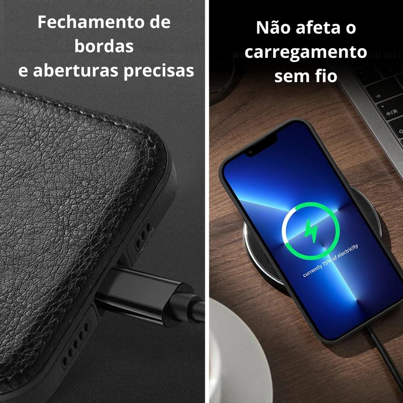 Capa Case de Couro Luxo para iPhone