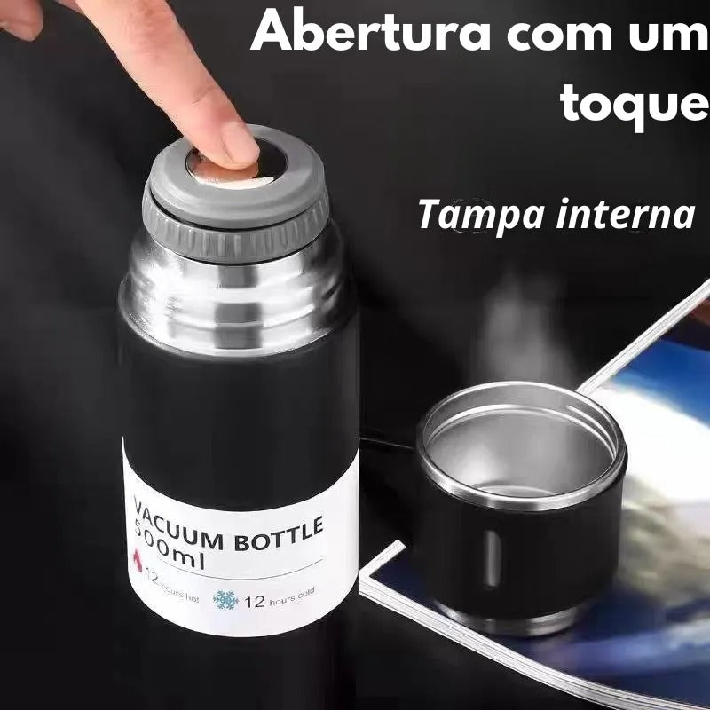 Kit Garrafa Térmica de Café 3 Xícaras de Aço Inoxidável